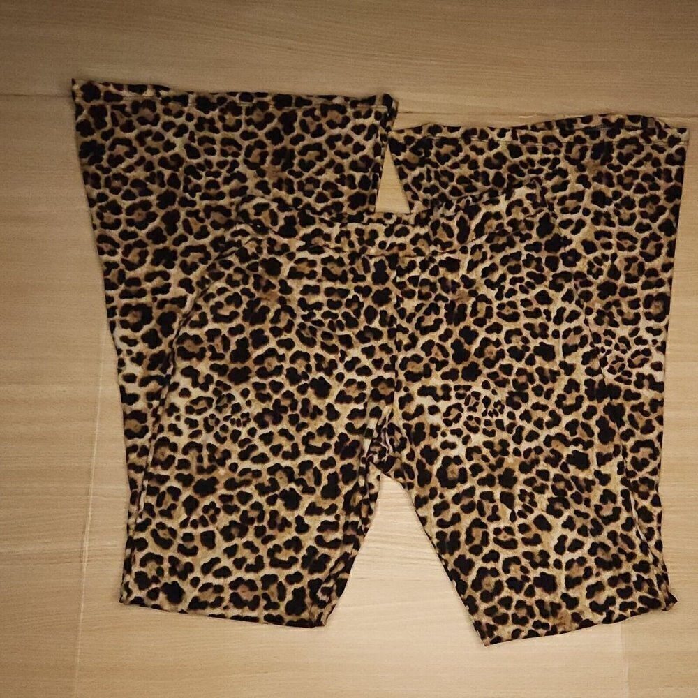 Altar'd State Knit Animal Print Flare Elastic Waist Pants Small